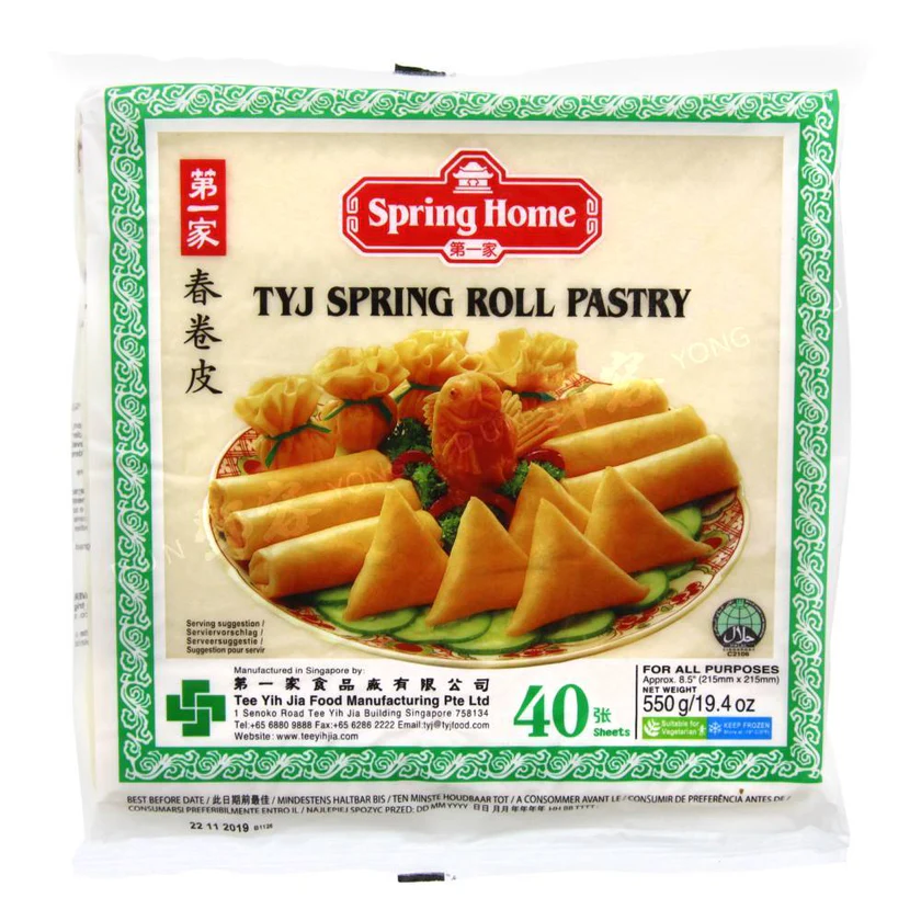 TYJ Spring Roll Pastry 215mmx215mm 40sh 550g