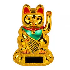 Chat doré solaire 15cm